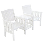 Gardeon Outdoor Garden Bench Loveseat Wooden Table Chairs Patio Furniture White ODF-LOVESEAT-WH