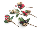 75pcs 10cm Xmas Berry Pinecone Branch Plastic Dry Flower Card Handcrafted Xmas Card V1294-YM0901-3115240108611