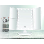 Makeup Mirror With LED Light Standing Mirror Magnifying Tri-Fold Touch V63-832231