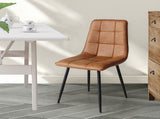 Levede 4x Dining Chairs Kitchen Chair Brown Faux Leather CH1057-PU-4-BR