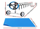 Aquabuddy Pool Cover 500 Micron 8x4.2m Swimming Pool Solar Blanket 5.5m Roller Blue PC-80X42-L-BL-ROLLER-BU