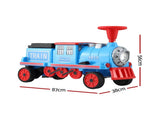 Rigo Kids Ride on Car Train 12V Electric Toy 2 Seaters Storage 87cm Blue RCAR-TRAIN-BU