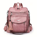 Women'S Travel Backpack Stylish Backpack Leather Backpack Tassel Backpack Chain - Gray - Size 01 V1403-127-85183-GRY-01