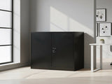 Two-Door Metal Short Cabinet Shelf Storage for Home Office Gym V63-844401