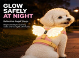 Adorable Angel Wings Dog Harness with Glowing 3D Luminous Design, Breathable No-Pull Walking Vest V1341-ZY-JYUCYZRL-REDHARNESSLEASHSET-M