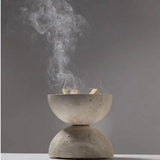 Beige Travertine Sphere Incense Burner Natural Marble Stone Home Decoration, Religious Round V1366-AZ2-W-21757