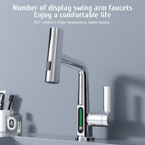 Kitchen Faucet with Pull Down Sprayer LED Temperature Display Adjustable Height and 360 Degrees V1294-YM0901-H47540S-US