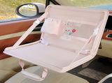 Pink Foldable Car Back Seat Organizer Tray - PU Leather Travel Desk with Tablet Holder V888-ELOSUNG27011
