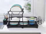 CARLA HOME 2-Tier Dish Drying Rack for Kitchen Counter with Drainboard, Utensil Holder, Cup Rack & LSB-36250