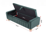 Artiss Storage Ottoman Bench Velvet Blanket Box Stool Footrest Ball Feet Green OTM-VEL02-BALL-GN