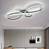BAMDECOR AD2576 Modern Minimalist Curved Line Iron Aluminum Silicone LED Semi-Flush Mount Ceiling V255-BAM-AD2576-BLK-80