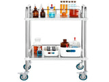 Lab Rolling Cart, 2-Shelf Stainless Steel Rolling Cart, Lab Serving Cart with Swivel Casters, Dental V952-SYSST42014302X42AV0