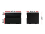 Artiss 2x Bedside Table LED - HERES Black FUR-R-BS-LED-04-BKX2