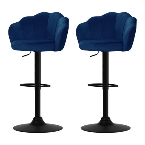 Artiss 2x Bar Stools Gas Lift Velvet Blue BA-K-9968-BLX2