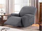 Power Lift Recliner Chair Cover, Stretch Jacquard Fitted Slipcover with Side Pocket, Gray V1188-MS-721-271