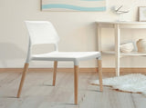 Artiss Dining Chairs Set of 4 Plastic Wooden Stackable White BA-TW-M2503-086-WHX4