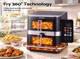 Devanti 12L Air Fryer Dual Basket Stacked 10 Inch Pizza Maker 2800W Touch Black AF-K-H-22L-BK