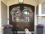 Artificial Butterfly Wreath Outdoor Decorative Welcome Wreath for Front Door Wall Window Spring V1294-YM0523-10337870