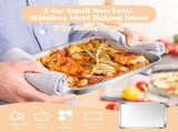 Stainless Steel Toaster Oven Trays, 2 Pack Small Non Toxic Baking Cookie Sheets for Cake Baking, V1189-LC-RY-00062