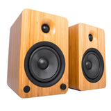 Kanto YU6 200W Powered Bookshelf Speakers with Bluetooth and Phono Preamp - Pair, Bamboo with SP26PL V398-KO-YU6BAMBOO-SP26PL