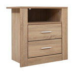 Artiss Bedside Table 2 Drawers with Shelf - TARA Oak FURNI-C-SIDE-SHELF-WD