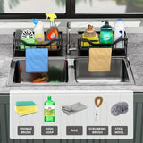 Door Black, Serviettes Eponge for Sink Kitchen Mounted with Bac Drainage Organisateur Sink V1237-MS-626-384