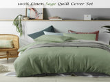 Accessorize 100% Linen Sage Quilt Cover Set Single V442-HIN-QUILTCS-LINEN-SAGE-SB
