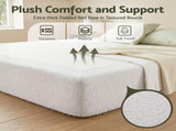 Artiss Compression Bed Frame Double Size No Assembly Vacuum High Density Sponge Boucle Cream White BED-FOAM-BASE-D-WH