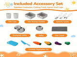 Keezi 112cm Wooden Pretend Kitchen Playset Kids Toy Sink Stove Grey PLAY-WOOD-TAP-GY