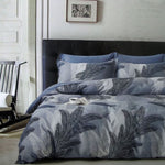 300TC Palm Leaf Blue Reversible Cotton Quilt Cover Set King V442-ATX-QUILTCS-300TCPALMLEAF-BLUE-KI