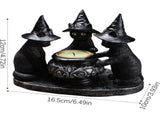 Halloween Cat Candle Holder Black Resin Tealight Holder for Spooky Decorations, Home Table Halloween V1192-AZ-W-33828