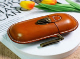 Handmade Leather Eyeglass Case Hard Shell Retro Men And Women Sunglasses Nearsighted Glasses Hooks V1192-AZ-W-5561