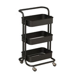 3 Tier Rolling Cart Minimalist Style Sturdy Carbon Steel Mobile Utility Cart for Kitchen Bathroom V1294-YM0901-3117240234911