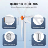 VEVOR 500W Wind Turbine Generator, 12V Wind Turbine Kit, 5-Blade Wind Power Generator with MPPT V952-FSSFLWLFDJ4078Z0GV9