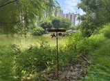 Antique Bronze Color Metal Bird Bath Stake Garden Feeder 79cm Copper Finish with Hummingbird Decor V888-ELOSUNG41243