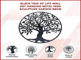 Black Tree of Life Wall Art Hanging Metal Iron Sculpture Garden 99cm V63-822661