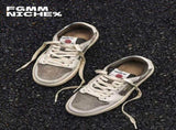 Embroidered Skate Shoes Floral Sneakers Canvas Skateboarding Shoes Handcrafted - Khaki - Size V1102-M-SHOE-89359-KHAK-7AU7EU40