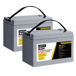 Giantz AGM Deep Cycle Battery 12V 100Ah x2 Box Portable Solar Caravan Camping BATTERY-C-AGM-100X2