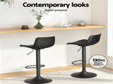 Artiss 2x Bar Stools Padded Seat Gas Lift Black BA-KJ-GL-BPP-SPU-BKX2