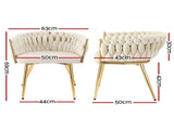1 Set of 2 Artiss Dining Chairs Velvet Armchair Beige UPHO-C-DIN-01-VEL-BGX2