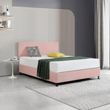 Linen Fabric Queen Bed Deluxe Headboard Bedhead - Pale Pink V63-839541