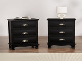 Artiss 2x Bedside Table 3 Drawers Vintage - THYME Black ST-CAB-B-3D-BKX2