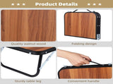 Compact Mini Camping Table, Walnut Wood Folding Side Low Table for Camp, Portable Table for Picnic V1369-AZ3-W-08548
