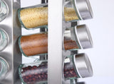 Modern stainless steel square spice revolving rack with 12 empty glass jars V888-ELOSUNG26115