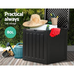 Gardeon Outdoor Storage Box 80L Container Lockable Garden Toy Tool Shed Black OSB-80-ABK