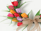 Artificial Flower Wreath 40cm Spring Summer Wreath Front Door Decoration for Indoor Outdoor Orange V1294-YM0901-3115250106611