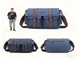 Navy Black Blue Canvas Messenger Bag Travel Bag High-Quality Bag Adjustable Strap Multiple V1347-127-BLA-54738