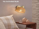 Rattan Wall Sconces Retro Japanese Style Bedside Wall Lamp for Bedroom Living Room Wall Light Zipper V1192-AZ-W-23783