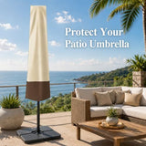 Patio Umbrella Cover Beige Brown, 600D Oxford Outdoor Umbrella Protective Cover, Water-Resistant V1107-126-18453-BEG
