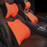 Orange Memory Foam Car Seat Neck and Lumbar Support Set - Ergonomic Cushion for Office, Home, and V888-ELOSUNG17203